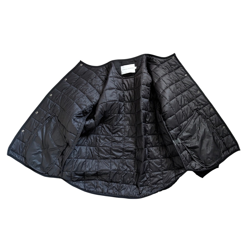 Rebecca Minkoff Jacket Women Large Black Boxy Quilted Snap Front Zip Pockets - Picture 4 of 8